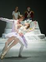 A picture from the performance - a pair of ballet dancers in a dancing pose.