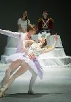 A picture from the performance - a pair of ballet dancers in a dancing pose.