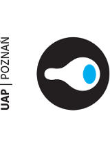 UAP logo: shape resembling an eye in a black circle. On the left, text: "UAP | Poznań".
