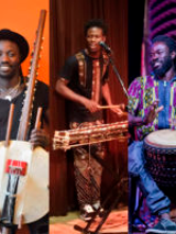 Photo of the band - photo divided into three parts presenting three musicians playing their instruments