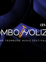 Festival poster with information about the event, dark blue background.
