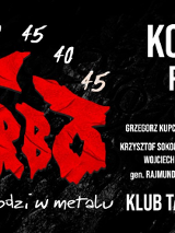 Band logo (name of the band in red) and information about the concert tour (in white) on a black background