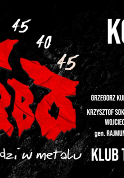 Band logo (name of the band in red) and information about the concert tour (in white) on a black background