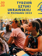 Event poster with information about it and a photo of children, who are sitting and looking aside.