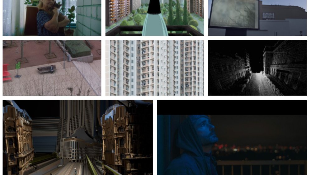 The composition of eight pictures from various films: most of them presenting urban landscape
