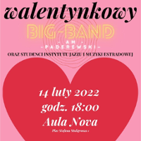 Concert poster - information about the concert and a big red heart on the pink background.