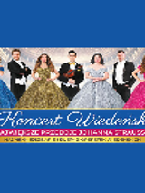 Concert poster - group of artists in stage garments and information about the event.