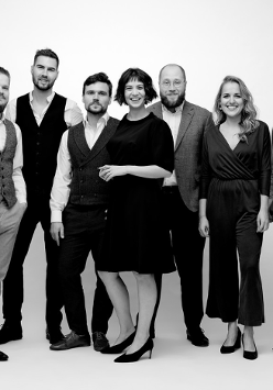 Balck and white photo of the band