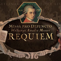 Poster: small picture of W.A. Mozart and the title of the event.