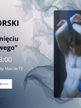 Plakat wydarzenia z Adamem Jaworskim - promocja "Baśni o zwichnięciu stawu biodrowego", 29 marca o 18:00 w Poznaniu, z artystyczną ilustracją postaci.