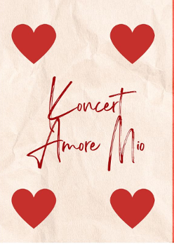 Włoska flaga z serduszkami i napisem "Koncert Amore Mio"