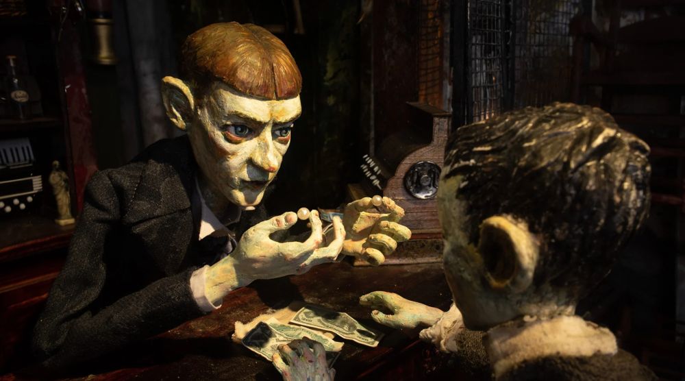 Animacja lalkowa. Scena w sklepie.