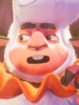 Fragment animacji przedstawia owce w ułożonej fryzurze i z pomarańczowym kołnierzem