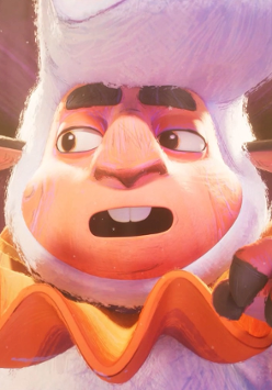 Fragment animacji przedstawia owce w ułożonej fryzurze i z pomarańczowym kołnierzem