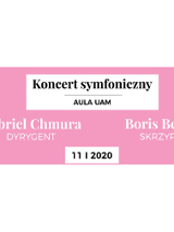 Baner: napisy na rózowym i białym tle.