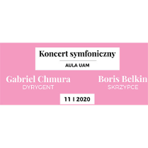 Baner: napisy na rózowym i białym tle.