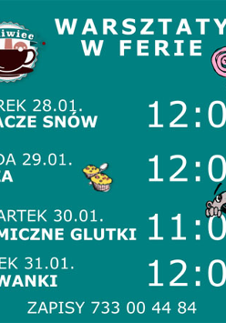 Baner wydarzenia:napisy informujące o wydarzeniu. Między informacjami małe ikony: logo Leniwca- filizanka; dwie małe babeczki, różowy słoń z zakręcona trąbą, głowa mrówki.