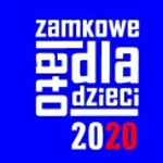 Czerwony lew w białych butach na niebieskim tle. Na górze białe litery.