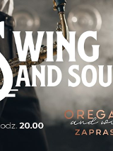 Na banerze widać część postaci trzymającej saksofon. Na pierwszym planie umieszczono nazwę koncertu i lokalu, a także informację o terminie koncertu.