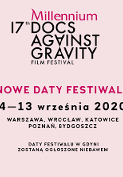 Na różowym tle napisy z nazwą festiwalu oraz datami i miastami w których sie odbywa.