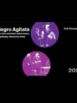 Na czarnym tle widać nałożone, w okręgach, dwa zdjęcia aktorów w trakcie spektaklu.