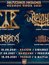 Na ciemnoniebieskim tle złote loga zespołów oraz nazwa trasy koncertowej. Dane w opisie wydarzenia i tytule.