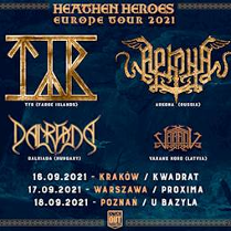 Na ciemnoniebieskim tle złote loga zespołów oraz nazwa trasy koncertowej. Dane w opisie wydarzenia i tytule.