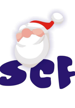 Głowa Mikołaja i napis "SCF".