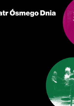 Na czarnym tle zdjęcie z teatru i jego nazwa.