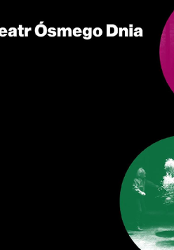 Na czarnym tle zdjęcie z teatru i jego nazwa.