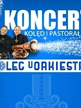 Niebieskie tło i napis z nazwą koncertu i zespołu.