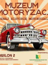 Na pomarańczowym tle zabytkowe auto.