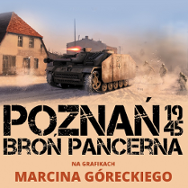 Widok czołgu na tle murowanego domu.