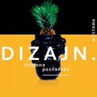 Grafika będąca plakatem wystawy składa się z dwóch części. Dolna przedstawia fragment fantazyjnego czarnego wazonu na żółtym tle. U jego podstawy znajduje się napis "DIZAJN.". W górnej część grafiki widzimy fragment ananasa z liśćmi na czarnym tle.