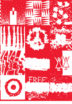 Baner w biało czerwonych barwach, różnych form.