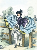 Na banerze obraz osoby w krynolinie.