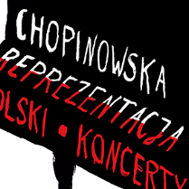 Na czarnym tle napis "Chopinowska Reprezentacja Polski".