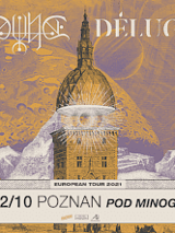 Baner z nazwami zespołów, miejscem i datą wydarzenia. W tle obrazek domu z okiem na tle planet.