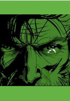 Na zielonym lte czarna twarz mężczyzny.