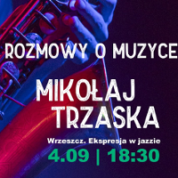Fioletowy baner z nazwą wydarzenia.