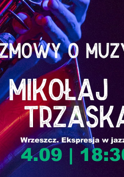 Fioletowy baner z nazwą wydarzenia.