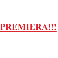 Na białym tle czerwony napis "premiera!!!".