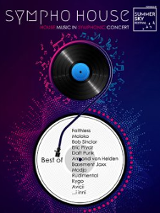 Na granwtowym tle płyta gramofonowa i nazwa wydarzenia.