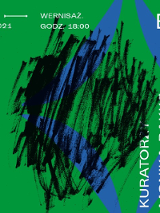 Fragment jednej z prac i informacje o wystawie.