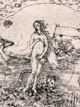 Szkic różnych zwierząt i kobiety.