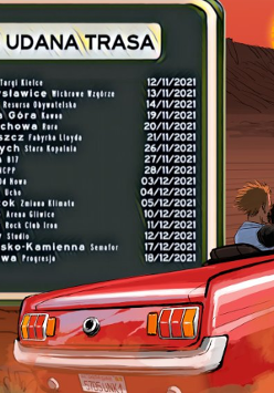 Baner z informacjami o trasie koncertowej.