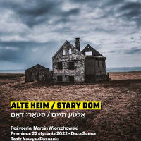 Plakat na którym znajduje się samotny stary dom.