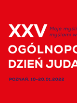 Czerwony baner z nazwą wydarzenia.