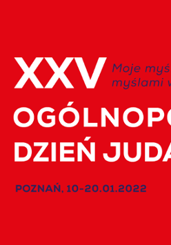 Czerwony baner z nazwą wydarzenia.