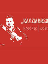 NA czaerwonym tle nazwa wydarzenia i rycina z wizerunkiem Kaczmarskiego.